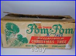 Vintage Sparkler Pom-Pom Aluminum Christmas Tree 4ft. Original Box Complete