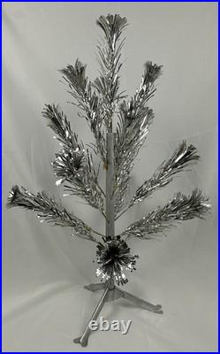 Vintage Sparkler Pom-Pom Tabletop 27 ALUMINUM Christmas TREE 16 Branches 1970