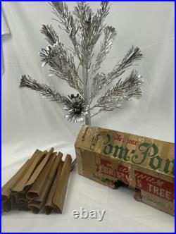 Vintage Sparkler Pom-Pom Tabletop 27 ALUMINUM Christmas TREE 16 Branches 1970