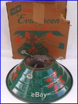 Vintage Spincraft Evurgreen Tip Proof Christmas Tree Stand Seamless Spun IOB OLD