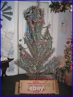 Vintage Splendor 6.5 ft Tall Aluminum Christmas Tree withBox and Aluminum Garland