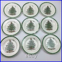 Vintage Spode Christmas Tree Set 9 Plates Handpainted Chipped Porcelain China