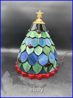 Vintage Stained Glass Christmas Tree 15 No Chips No Cracks