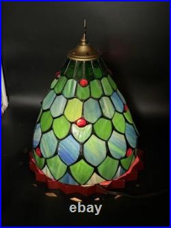 Vintage Stained Glass Christmas Tree 15 No Chips No Cracks