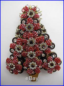 Vintage Stanley Hagler Signed Christmas Tree Pin, Bracelet & Earrings Set