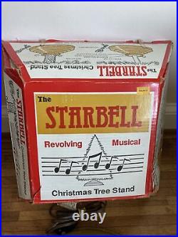 Vintage Starbell Christmas Tree Stand Revolving Musical With Original Box