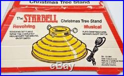 Vintage Starbell Rotating Musical Gold Christmas Tree Stand In Box Jingle Bells