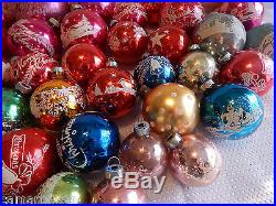 Vintage Stenciled Mercury Glass Christmas Tree Ornament Lot