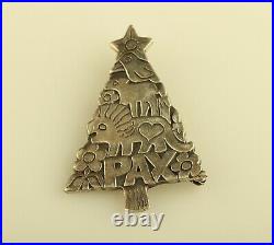 Vintage Sterling silver James Avery Pax Animal Christmas Tree pendant brooch pin