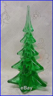 Vintage Studio Art Blown Glass Green Christmas Tree Figurine Very Beautiful 8h