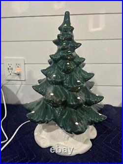 Vintage Style Ceramic Christmas Tree 16 inch Tall With Base