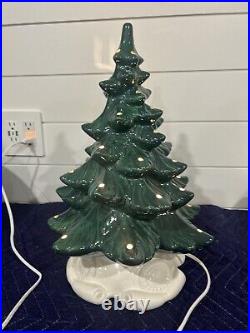 Vintage Style Ceramic Christmas Tree 16 inch Tall With Base