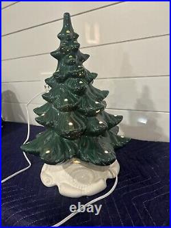 Vintage Style Ceramic Christmas Tree 16 inch Tall With Base