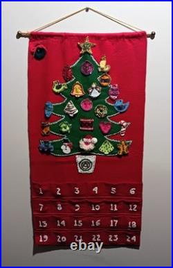 Vintage Sultana Advent Calendar Felt Christmas Tree. Handmade Sequin Ornaments