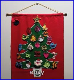 Vintage Sultana Advent Calendar Felt Christmas Tree. Handmade Sequin Ornaments