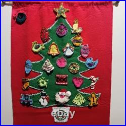 Vintage Sultana Advent Calendar Felt Christmas Tree. Handmade Sequin Ornaments