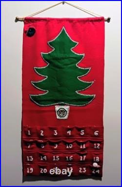 Vintage Sultana Advent Calendar Felt Christmas Tree. Handmade Sequin Ornaments