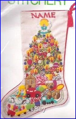 Vintage Sunset Christmas Fantasy Tree Toys Crewel Stitchery Stocking Kit 2025