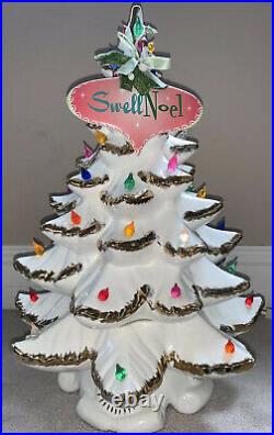 Vintage Swell Noel Ceramic Lighted White Christmas Tree 19 Musical Works