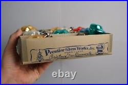 Vintage Swirl Premier Glass Works Christmas Tree Ornaments Set WithBox USA