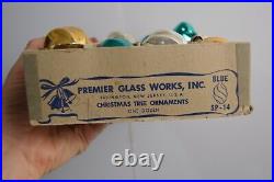 Vintage Swirl Premier Glass Works Christmas Tree Ornaments Set WithBox USA
