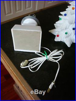 Vintage TALL 18.5 Ceramic Light Up WHITE Christmas Tree 2 PC Multi Color Lights