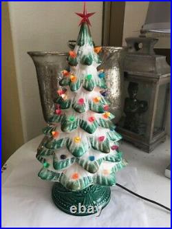 Vintage Table Top Lighted Ceramic Christmas Tree 19 H