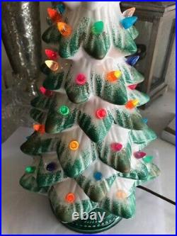 Vintage Table Top Lighted Ceramic Christmas Tree 19 H