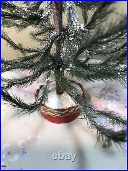 Vintage Tabletop Faux German Feather Tree With Wooden Base Christmas Holiday 17