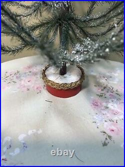 Vintage Tabletop Faux German Feather Tree With Wooden Base Christmas Holiday 24