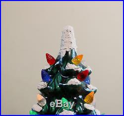 Vintage Tall 20 Lighted Ceramic Holland Mold Flocked Christmas Tree Floral Base