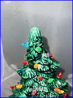 Vintage Tampa bay Mold Ceramic Lighted Christmas Tree green 17 With Base