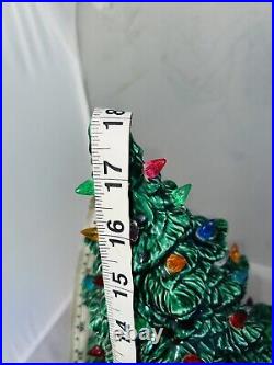 Vintage Tampa bay Mold Ceramic Lighted Christmas Tree green 17 With Base