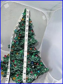 Vintage Tampa bay Mold Ceramic Lighted Christmas Tree green 17 With Base