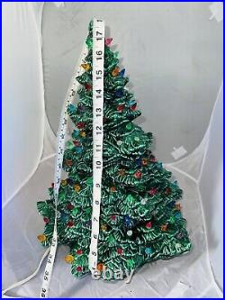 Vintage Tampa bay Mold Ceramic Lighted Christmas Tree green 17 With Base