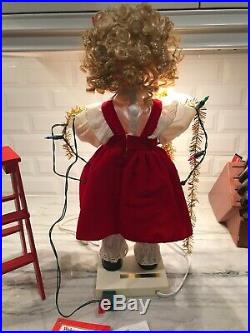 Vintage Telco Motion-nette Animated Christmas The Tree Trimmer Girl Rare