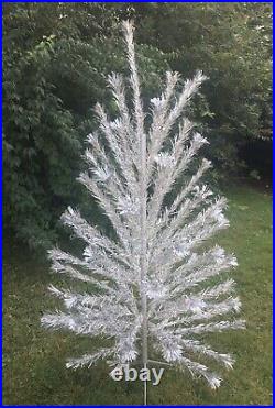 Vintage The Sparkler Pom Pom Aluminum 6ft Christmas Tree 74 Branches Silver MCM