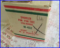 Vintage The Sparkler Pom Pom Aluminum Christmas Tree 4 Ft Tall Mid Century Mod