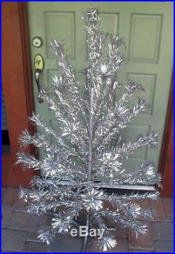 Vintage The Sparkler Pom Pom Aluminum Christmas Tree 4 Ft Tall Mid Century Mod