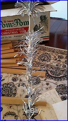 Vintage The Sparkler Pom Pom Aluminum Christmas Tree 6' with Box 70 Branches