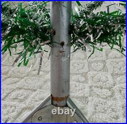 Vintage Tinsel Christmas Tree Aluminum Stand 4' MCM 1950s Green + Silver Kitsch