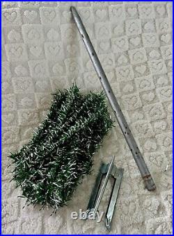 Vintage Tinsel Christmas Tree Aluminum Stand 4' MCM 1950s Green + Silver Kitsch