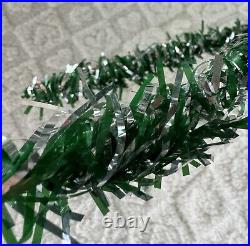 Vintage Tinsel Christmas Tree Aluminum Stand 4' MCM 1950s Green + Silver Kitsch