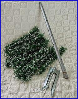 Vintage Tinsel Christmas Tree Aluminum Stand 4' MCM 1950s Green + Silver Kitsch