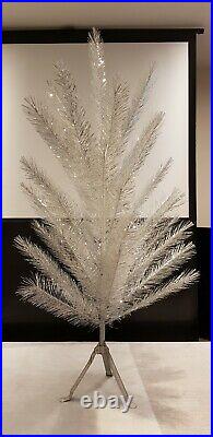 Vintage Tinsel Feather Lavsan Christmas Tree Wood Framed 120cm 3ft 11in Boxed
