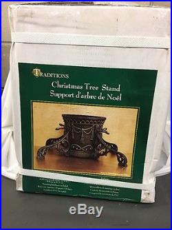 Vintage Traditions Cast Iron Christmas Tree Stand very ornate 7 trunk Capacity