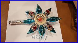 Vintage Tree Topper Mercury Glass INDENT Ornament feather small, Christmas Tree
