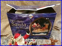 Vintage Tree top Fibre Optic Santa Claus Sleigh Light Decoration Christmas Boxed