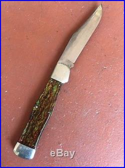 Vintage UNION CUT. CO. KABAR Large Folding Knife with Christmas Tree Scales