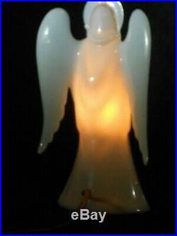 Vintage USAlite Hard Plastic Lighted Christmas Angel Tree Topper with Blue Wings